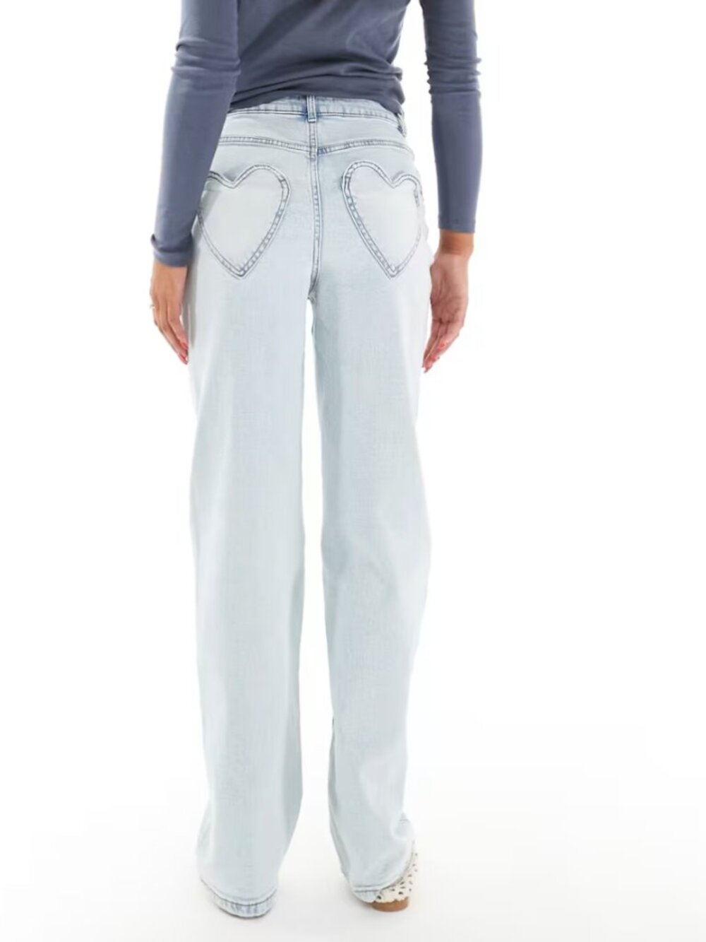 Heart Pocket Straight-Leg Jeans in Ice Bleach Wash W30 L32